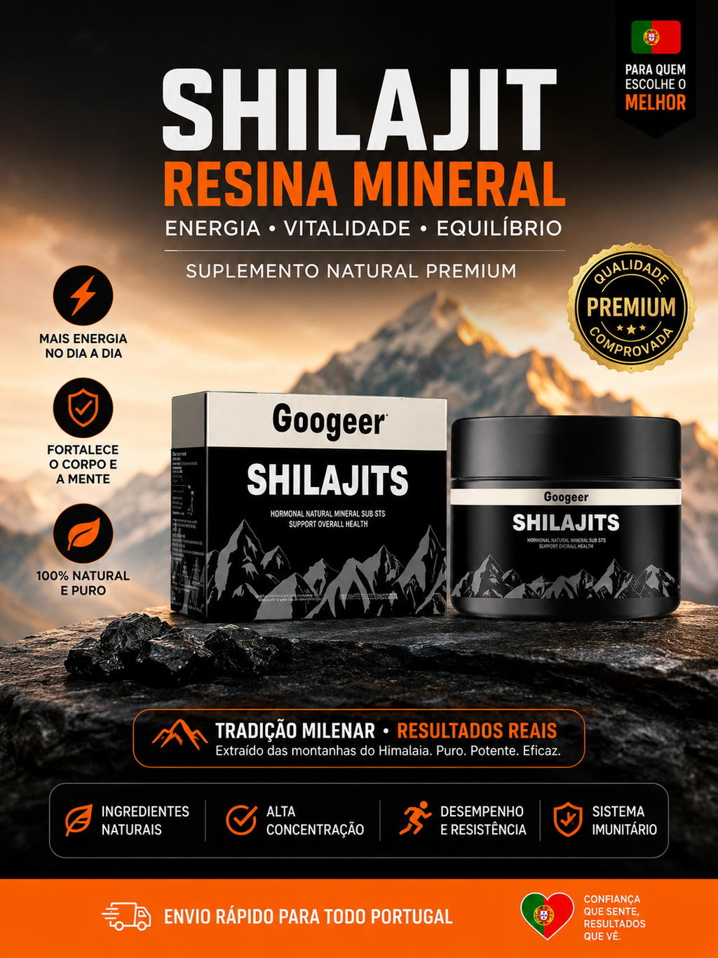 100% Shilajit puro 💎 Fonte de energia vital do Himalaia